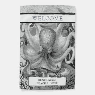 Octopus Weatherproof Personalized Garden Flag