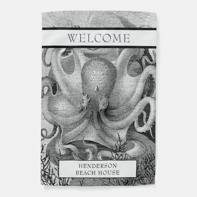 Octopus Weatherproof Personalized Garden Flag (Front)