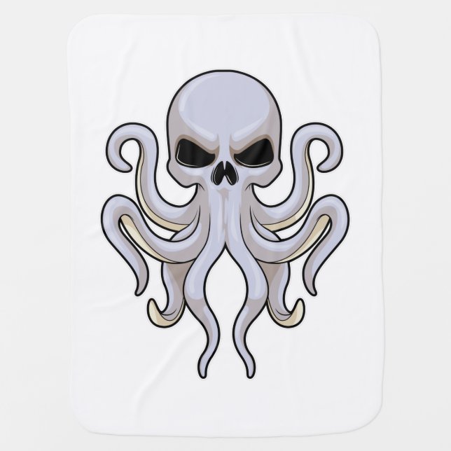 Octopus with 8 Arms & Skull Baby Blanket (Front)