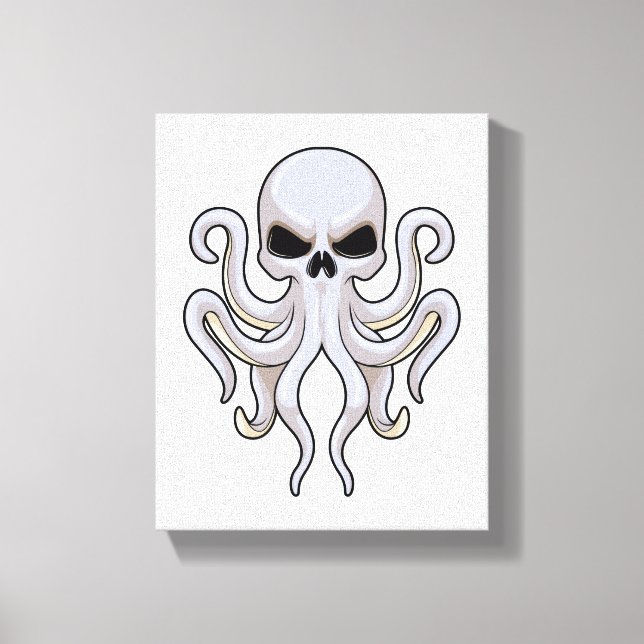 Octopus with 8 Arms & Skull Canvas Print (Front)