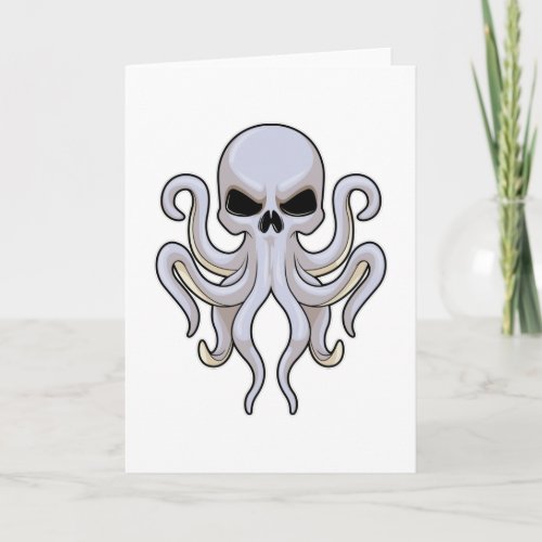 Octopus with 8 Arms  Skull Card
