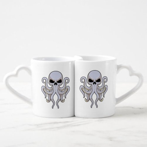 Octopus with 8 Arms  Skull Coffee Mug Set