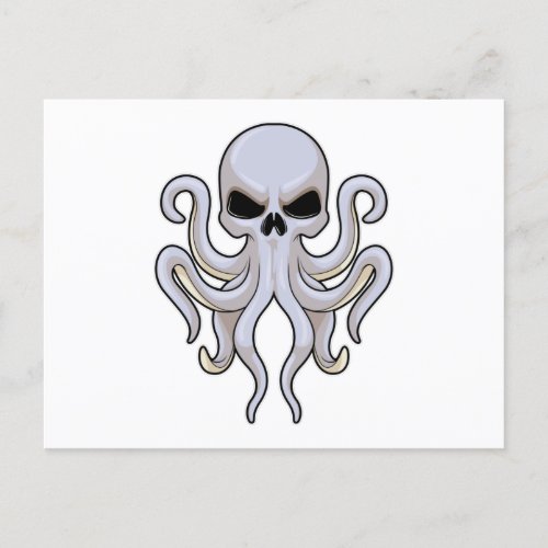Octopus with 8 Arms  Skull Postcard