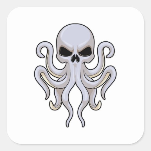 Octopus with 8 Arms  Skull Square Sticker