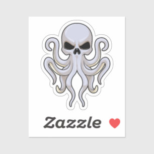 Octopus with 8 Arms & Skull Sticker