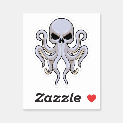 Octopus with 8 Arms  Skull Sticker