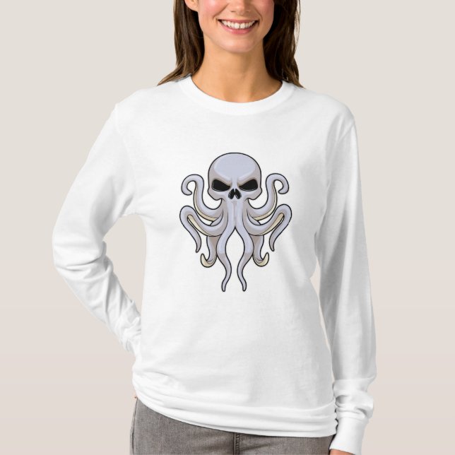 Octopus with 8 Arms & Skull T-Shirt (Front)