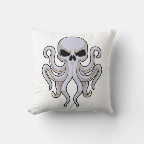 Octopus with 8 Arms  Skull Throw Pillow