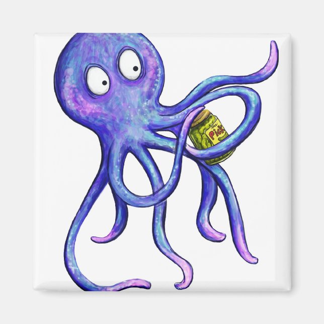 Octopus with a pickle jar magnet (Front)