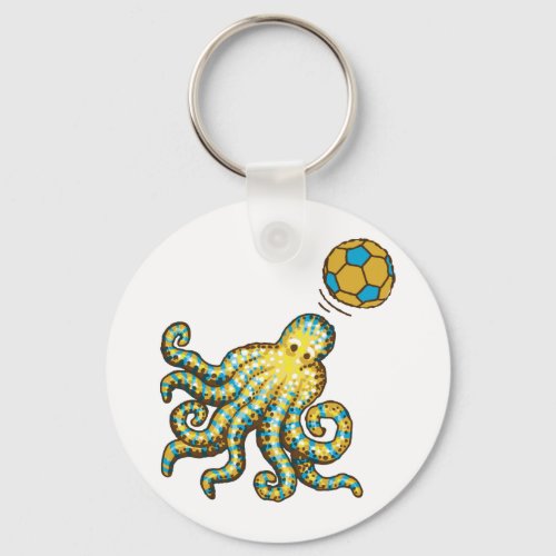 Octopus with a soccer ball keychain