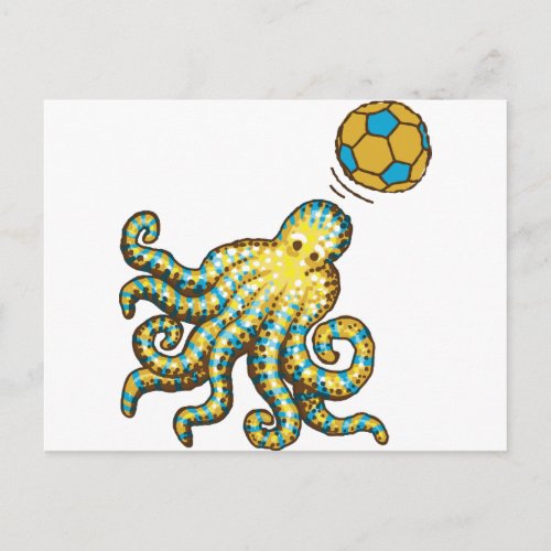 Octopus with a soccer ball postcard