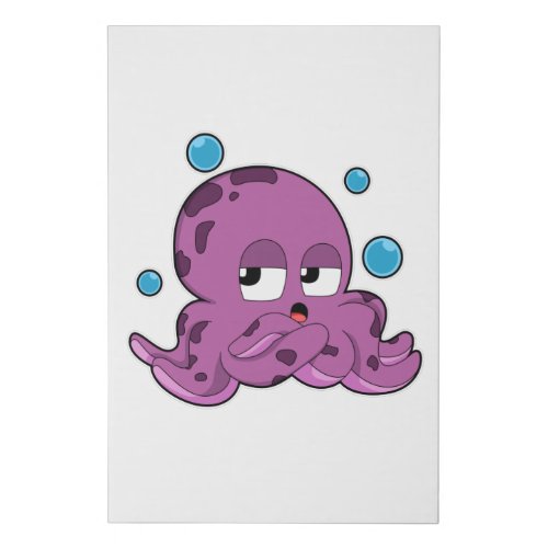 Octopus with Air bubbles Faux Canvas Print