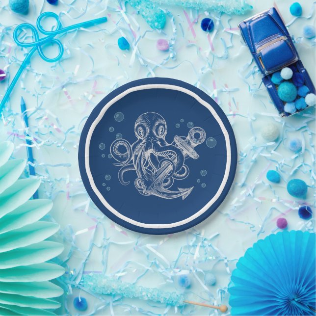 Octopus With Anchor Paper Plates (Party)