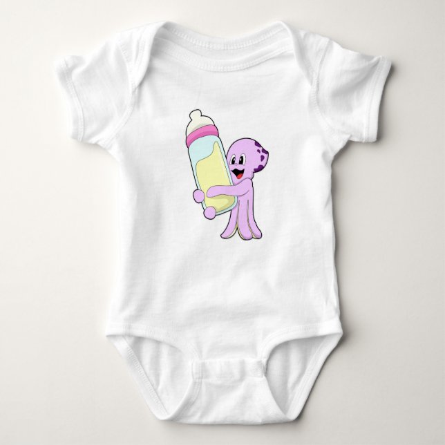 Octopus with Baby bottle Milk Baby Bodysuit (Front)