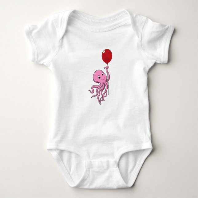 Octopus with Balloon Baby Bodysuit (Front)