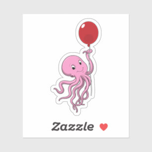 Octopus with Balloon Sticker
