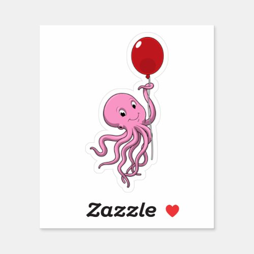 Octopus with Balloon Sticker