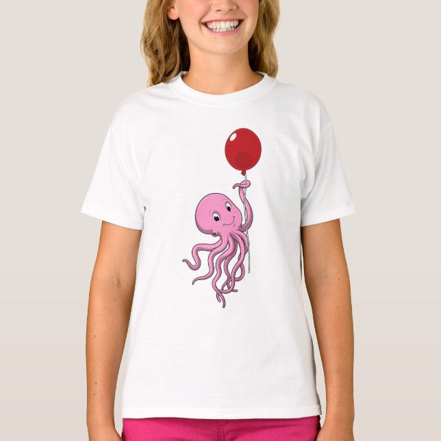 Octopus with Balloon T-Shirt (Front)