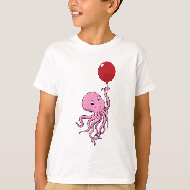 Octopus with Balloon T-Shirt (Front)
