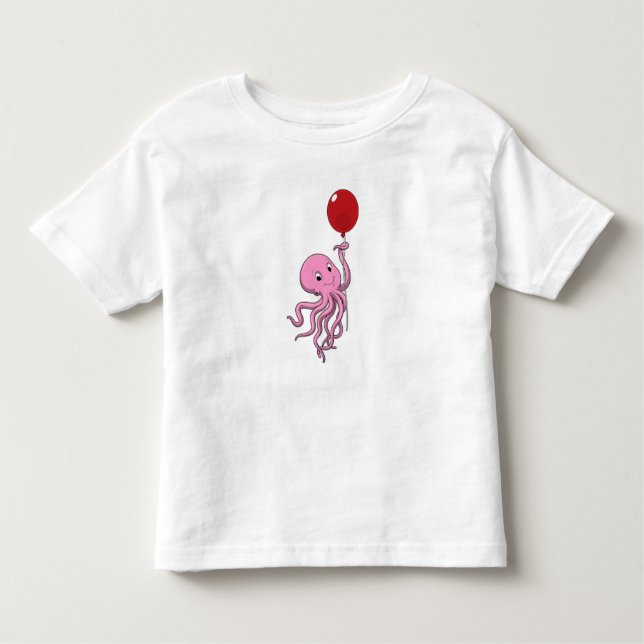 Octopus with Balloon Toddler T-shirt (Front)