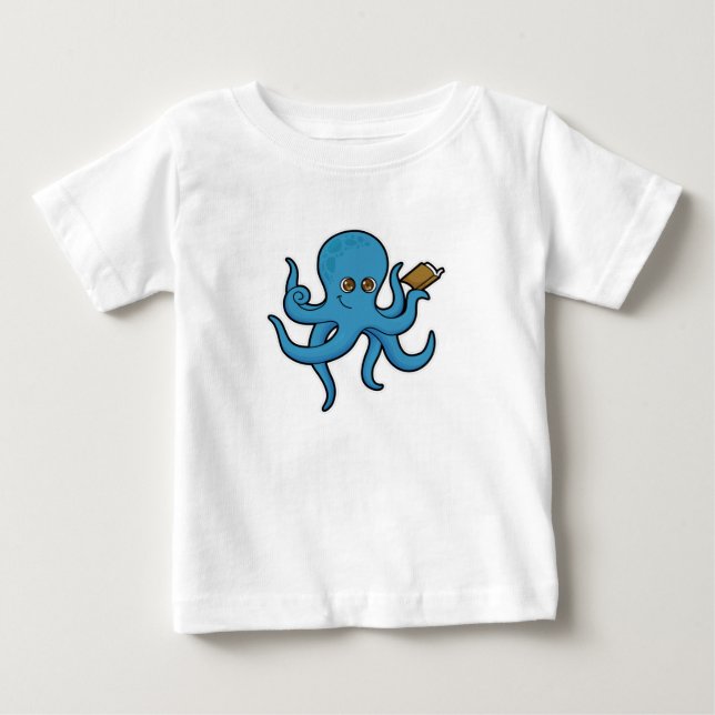 Octopus with Book Baby T-Shirt (Front)