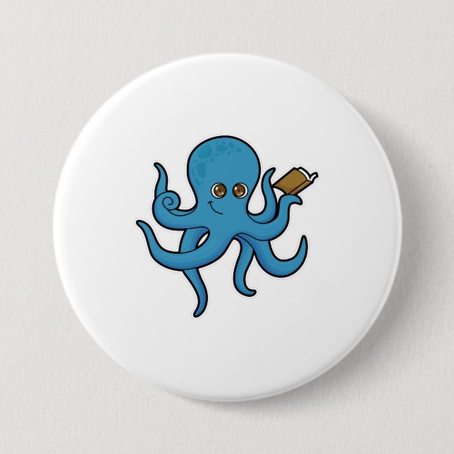 Octopus with Book Button (Front)