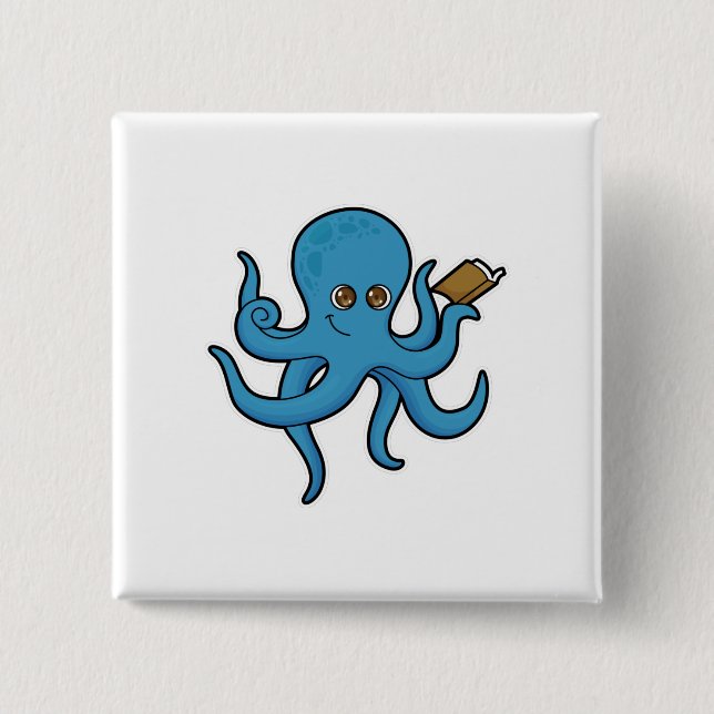 Octopus with Book Button (Front)