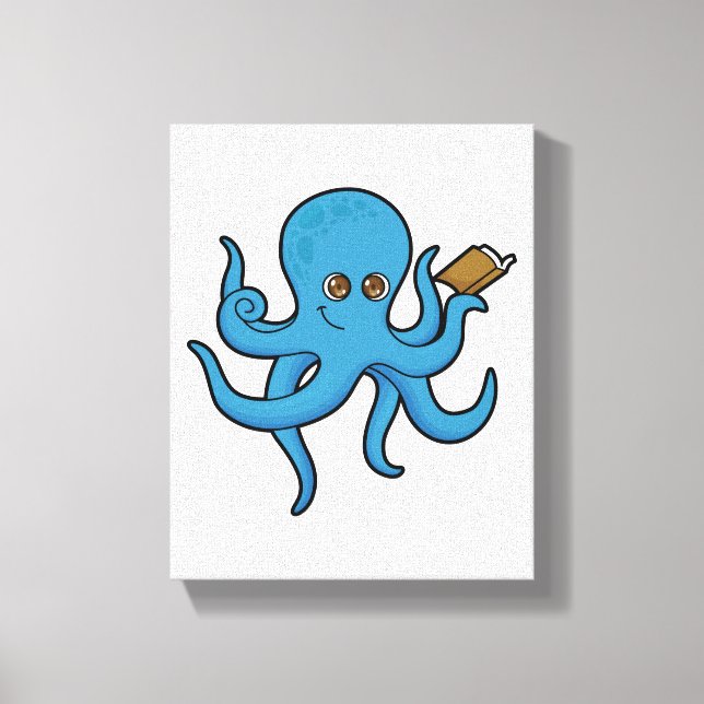 Octopus with Book Canvas Print (Front)