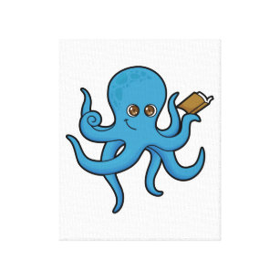 Octopus with Book Canvas Print