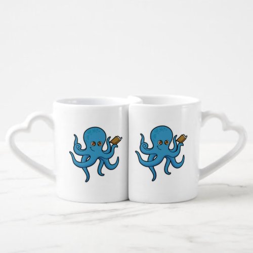 Octopus with Book Coffee Mug Set
