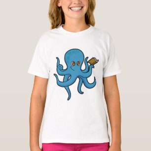 Octopus with Book T-Shirt