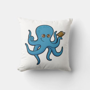 Octopus with Book Throw Pillow