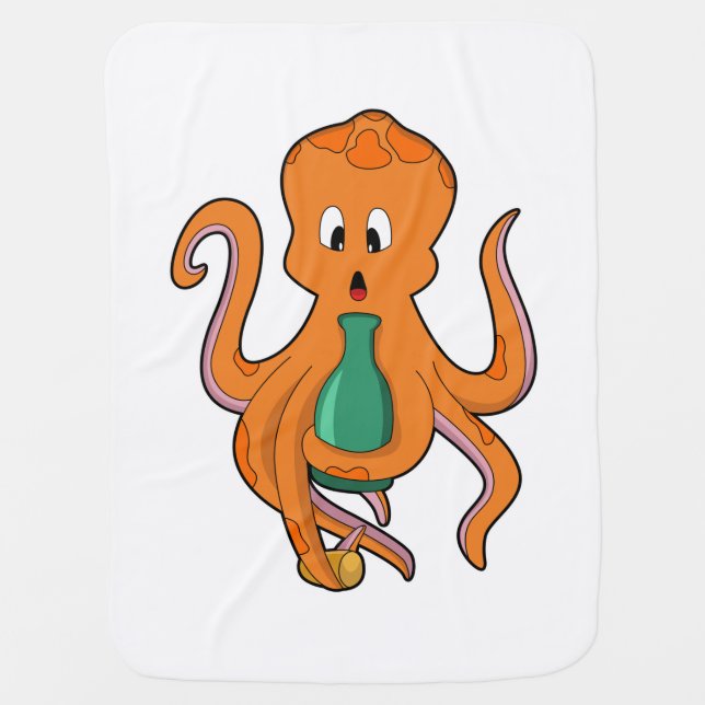Octopus with Bottle.PNG Baby Blanket (Front)