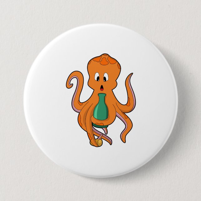 Octopus with Bottle.PNG Button (Front)