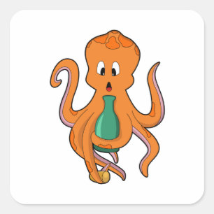 Octopus with Bottle.PNG Square Sticker