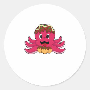 Octopus with Cake Classic Round Sticker