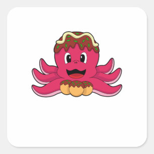 Octopus with Cake Square Sticker
