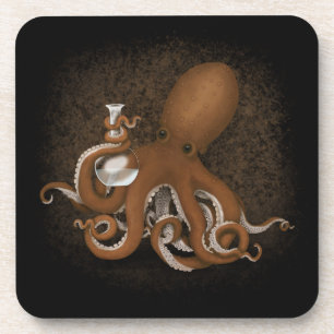 Octopus With Chemistry Flask Steampunk Science Beverage Coaster