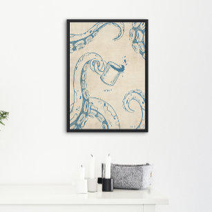 Octopus with Coffee Cup Ink  Poster