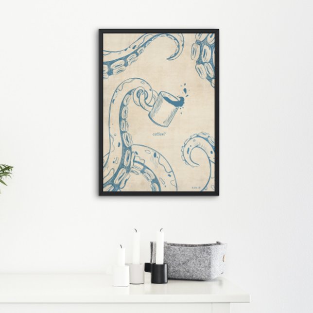 Octopus with Coffee Cup Ink  Poster (Creator Uploaded)