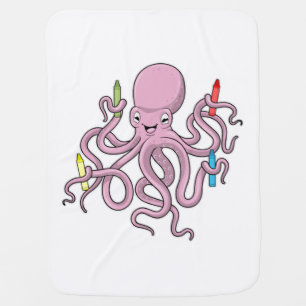 Octopus with Crayon Baby Blanket