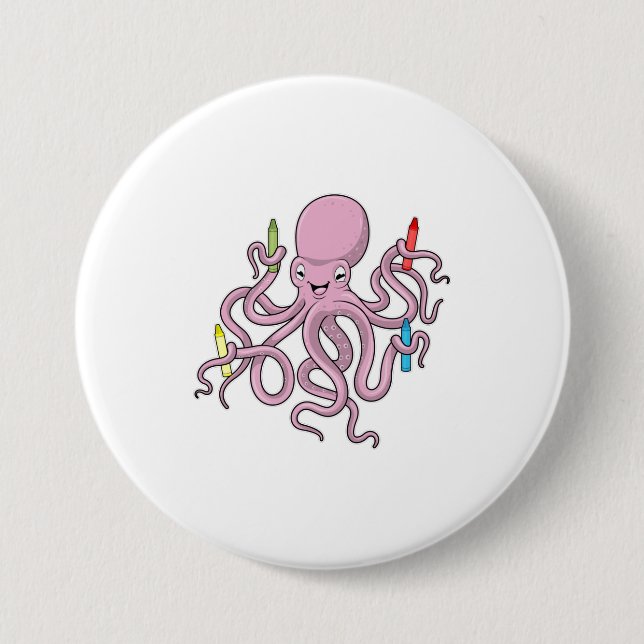 Octopus with Crayon Button (Front)