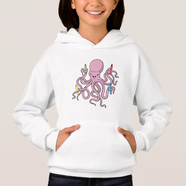 Octopus with Crayon Hoodie (Front)