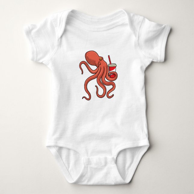 Octopus with Drink Baby Bodysuit (Front)