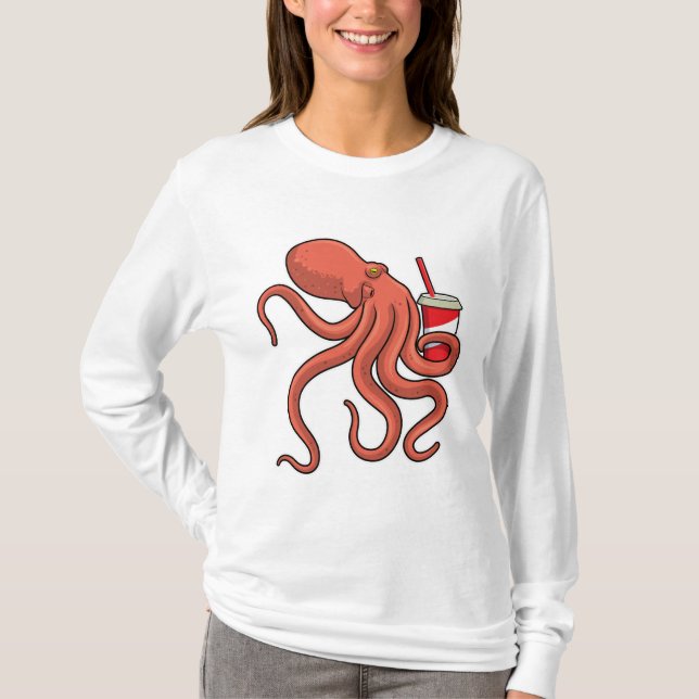 Octopus with Drink T-Shirt (Front)