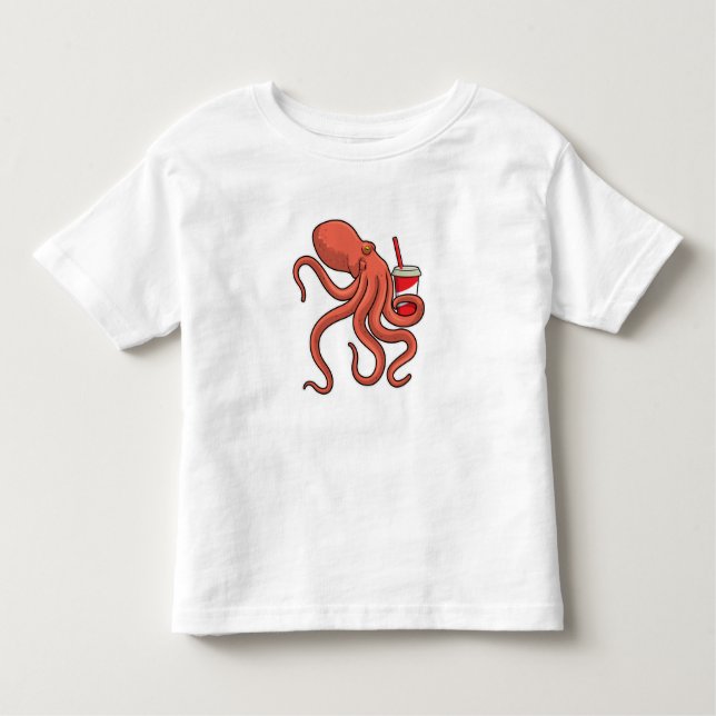 Octopus with Drink Toddler T-shirt (Front)