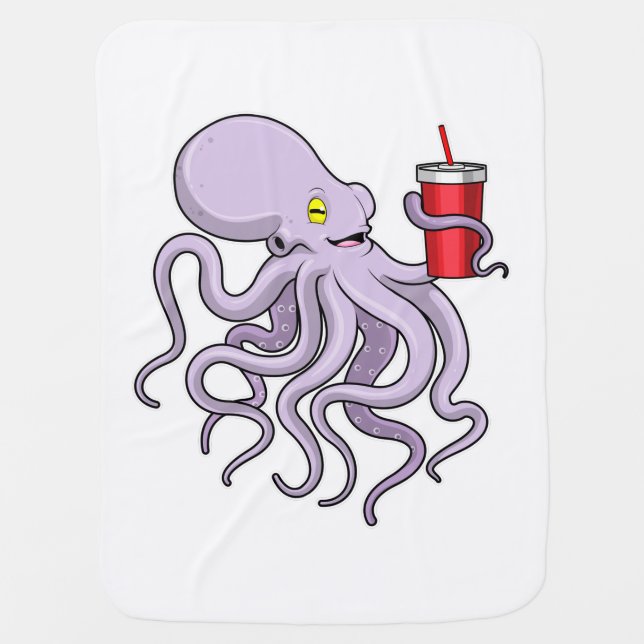 Octopus with Drinking mug Baby Blanket (Front)
