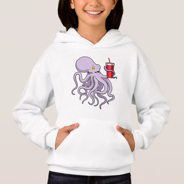 Octopus with Drinking mug Hoodie (Front)