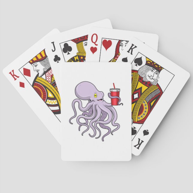 Octopus with Drinking mug Poker Cards (Back)