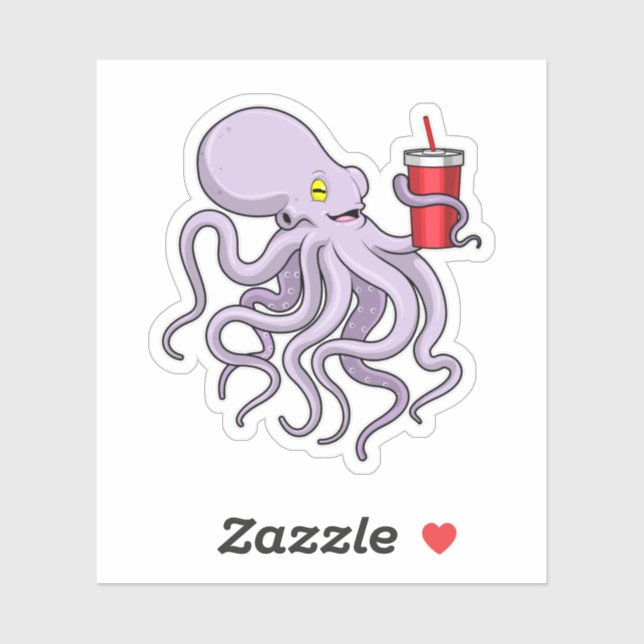 Octopus with Drinking mug Sticker (Sheet)